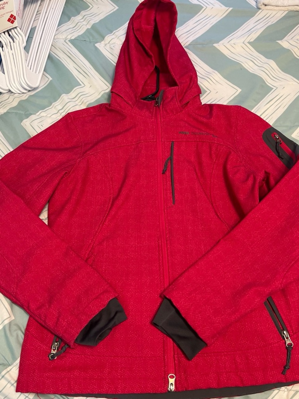 Free Country Red Hooded Ski Jacket with Black Trim
